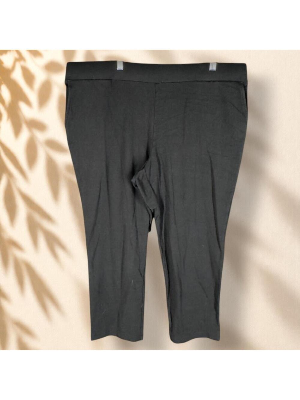 Purejill Cropped Pants Women XL Black High Rise Flat Front Pull On Skinny Casual